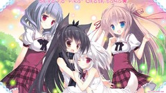 Long hair anime girls short hair seifuku animal ears tails