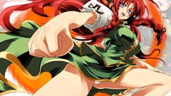 Long hair anime girls touhou hong meiling redheads video games 