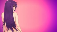 Long hair bakemonogatari senjougahara hitagi purple hair purple 
