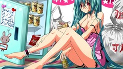 Long hair barefoot hatsune miku vocaloid