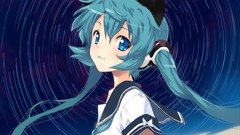 Long hair blue eyes hatsune miku vocaloid seifuku animal ears 