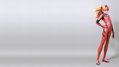 Long hair blue eyes neon genesis evangelion orange hair