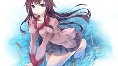 Long hair blue eyes school uniforms bakemonogatari senjougahara 