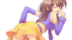 Long hair brown eyes vocaloid bare shoulders underwear panties 