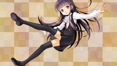 Long hair brunettes school uniforms inu x boku ss purple eyes 