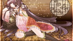 Long hair brunettes touhou houraisan kaguya hair ornaments 