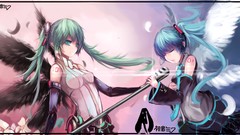 Long hair closed eyes hatsune miku vocaloid miku append 
