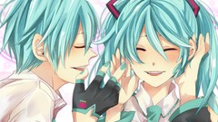 Long hair closed eyes hatsune miku vocaloid tails Vocaloid 