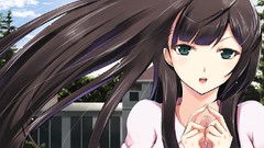 Long hair green eyes black hair