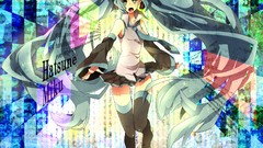 Long hair green eyes hatsune miku vocaloid twintails aqua hair