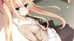 Long hair green eyes seifuku twintails