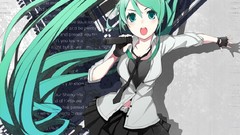 Long hair hatsune miku vocaloid aqua hair aqua eyes