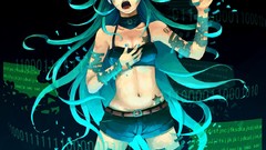 Long hair hatsune miku vocaloid aqua hair aqua eyes
