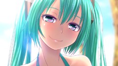 Long hair hatsune miku vocaloid bikini twintails swimsuits aqua 