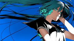 Long hair hatsune miku vocaloid green hair twintails