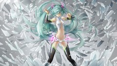 Long hair hatsune miku vocaloid miku append twintails aqua hair 