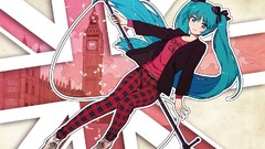 Long hair hatsune miku vocaloid twintails aqua hair aqua eyes