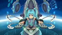 Long hair hatsune miku vocaloid twintails aqua hair aqua eyes 