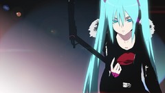 Long hair hatsune miku vocaloid twintails aqua hair aqua eyes