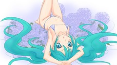 Long hair hatsune miku vocaloid twintails aqua hair aqua eyes 
