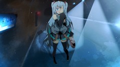 Long hair hatsune miku vocaloid twintails detached sleeves 