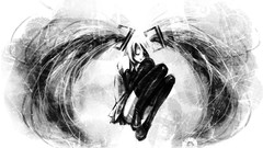 Long hair hatsune miku vocaloid twintails detached sleeves