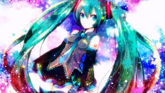 Long hair hatsune miku vocaloid twintails detached sleeves aqua 