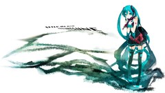 Long hair hatsune miku vocaloid twintails Simple Background