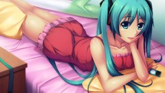 Long hair ipod hatsune miku vocaloid aqua hair aqua eyes