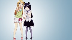 Long hair pink eyes anime girls blue eyes brunettes pantyhose 