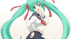 Long hair school uniforms hatsune miku vocaloid twintails aqua 