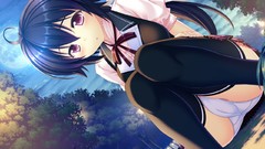 Long hair seifuku black hair haruka game cg underwear panties 