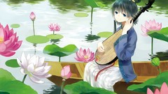 Lotus blue hair blue eyes vocaloid luo tianyi