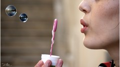 Love abstract faces blowing bubbles