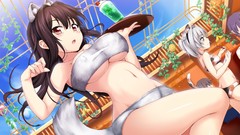 Love belly navel red eyes legs waitress brunettes black hair 