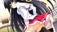 Love blush long hair anime girls green eyes seifuku black hair 