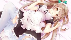 Love brown dress project Ribbons school live blush long hair 