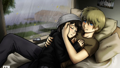 Love couple cuddling Anime
