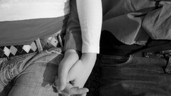 Love couple holding hands grayscale