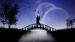 Love couple outer space