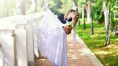 Love happiness couple wedding happy kissing wedding dresses