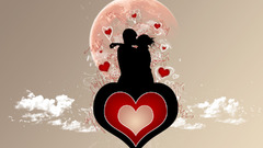 Love heart couple silhouettes valentines