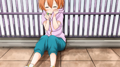 Love Live! Hoshizora Rin anime girls Anime sitting closed eyes