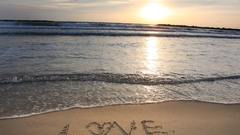 Love on beach sand