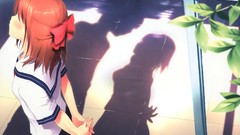 Love Plants romantic schoolgirls school shadows kissing anime 