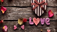 Love roses Hearts Wood bows