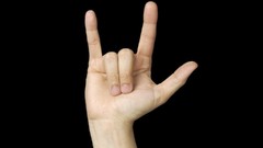 Love sign hands black background Simple Background