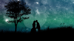 Love Trees night kissing