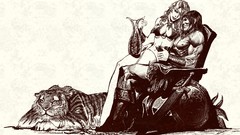 Love woman Characters comics Tigers monochrome drawings artwork 