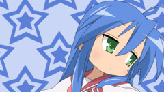 lucky star anime girls Anime blue hair green eyes looking away